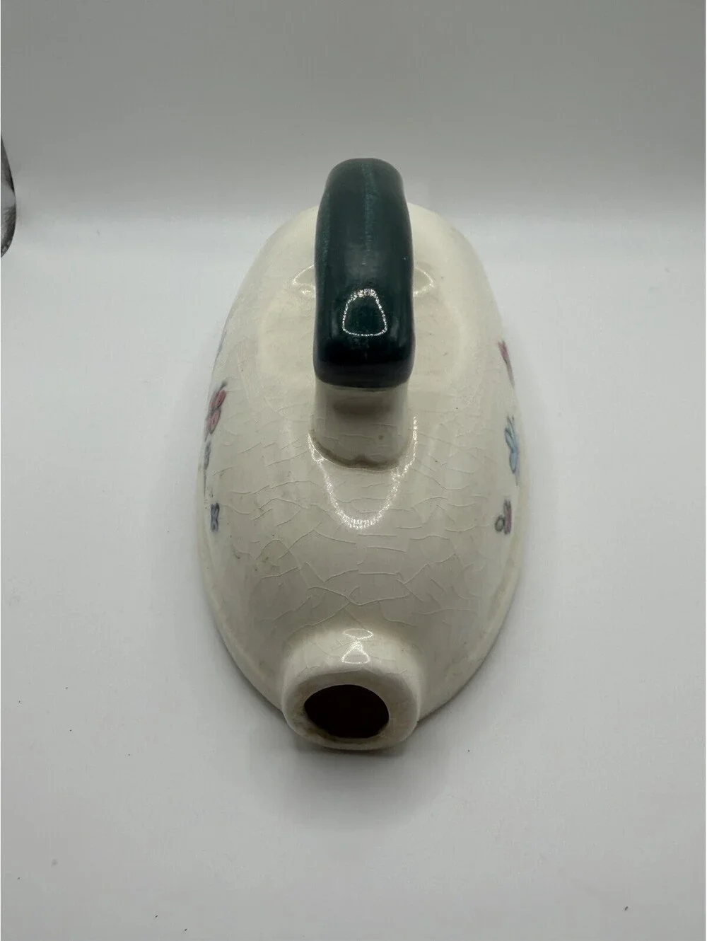 Vintage Ceramic Ironing Sprinkler Bottle Iron Shaped Bottle Flowers/Lady Rare